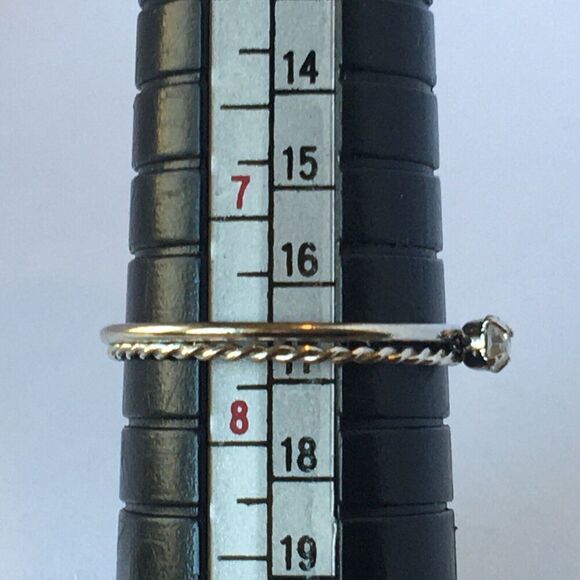 Vintage Ring Size 7.5 Silver Tone Double Twist Band Prong Set Rhinestone - Picture 2 of 10